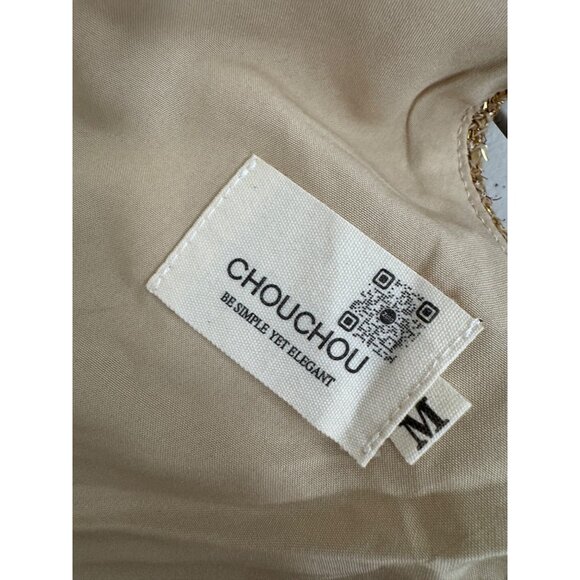 Chou Chou sparkly tweed mini Y2K pearl detail dress gold‎ sz M - Picture 3 of 9